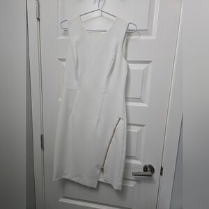 Milly White Mini Dress with Gold Zipper